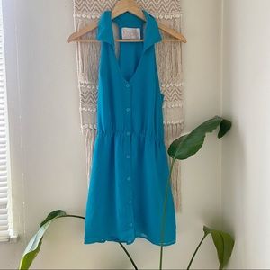 Teal Collared Button Front Dress